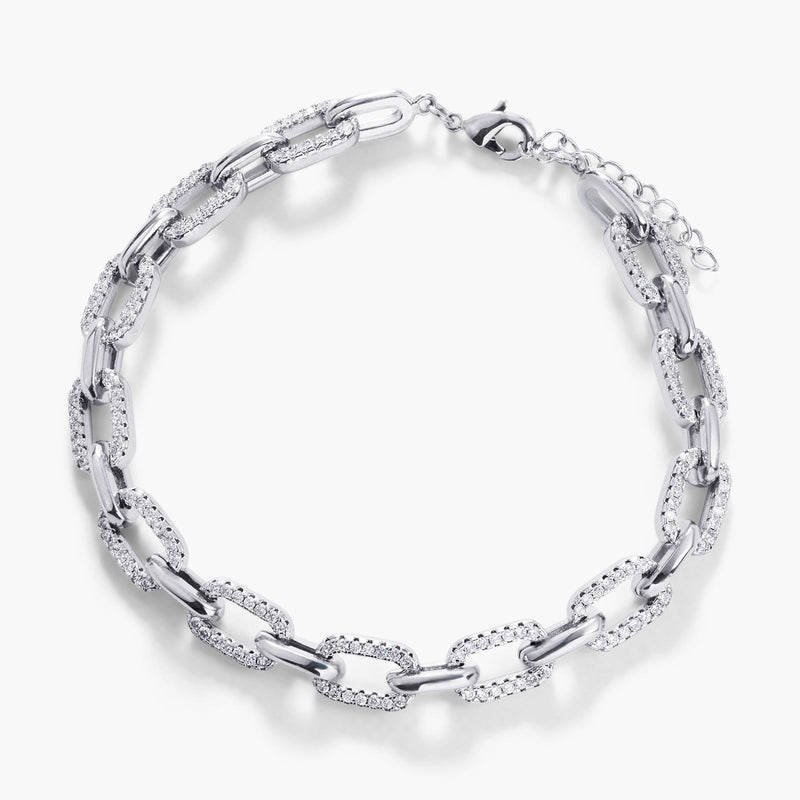 Half Pavé Chain Link Bracelet