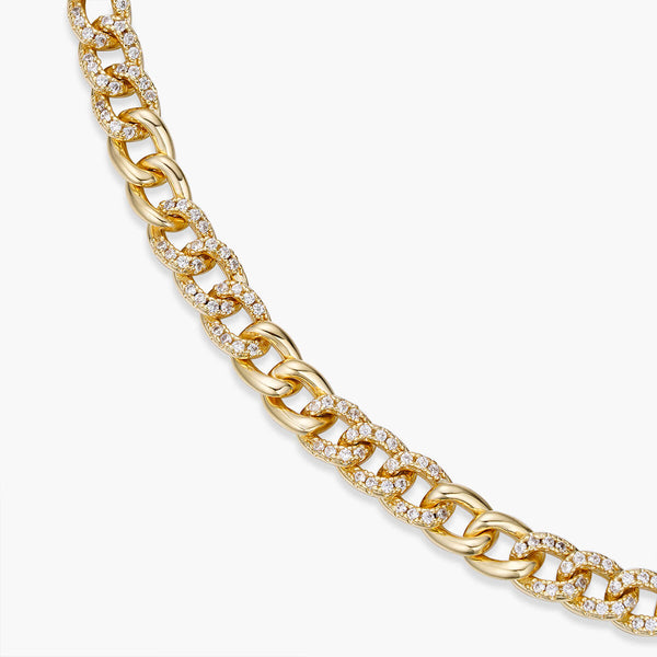 Half Pave Mini Curb Chain Necklace